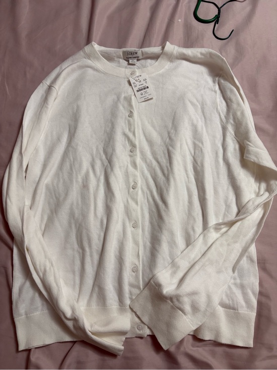 J. Crew Sweaters - J. Crew Women's Crewneck Button Cardigan in Ivory White